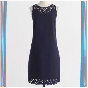 J. Crew Laser Cut Navy Floral Shift Dress 4